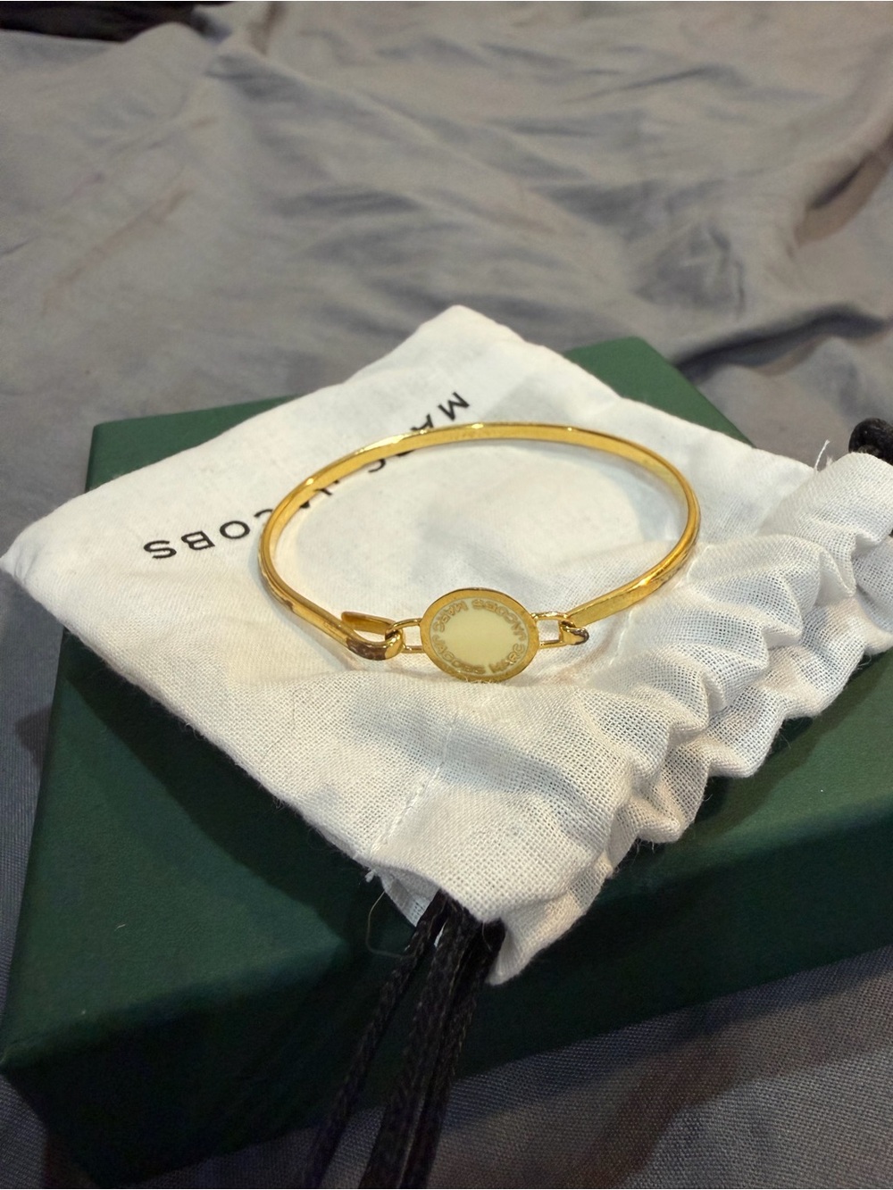 Marc Jacobs Gold-Tone Logo Disc Bangle Bracelet
